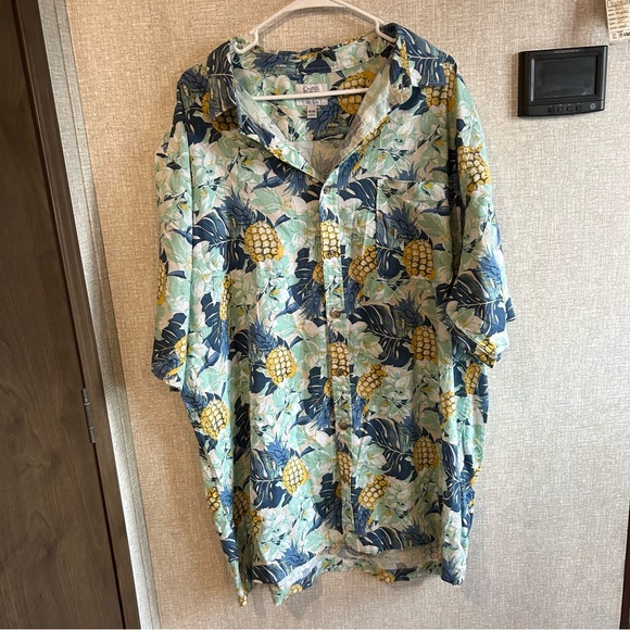 Croft & Barrow XXL Tall Hawaiian Pineapple Easy Care Short Sleeve Button Down - Picture 1 of 5